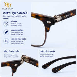 Alternative view of Gọng Kính Chữ Nhật Nửa Viền Mắt Đẹp TR90 Cao Cấp Chống UV400 Nhẹ Bền Phong Cách Hàn Quốc Unisex