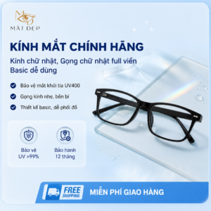 Gọng Kính Chữ Nhật Nửa Viền Mắt Đẹp TR90 Cao Cấp Chống UV400 Nhẹ Bền Phong Cách Hàn Quốc Unisex